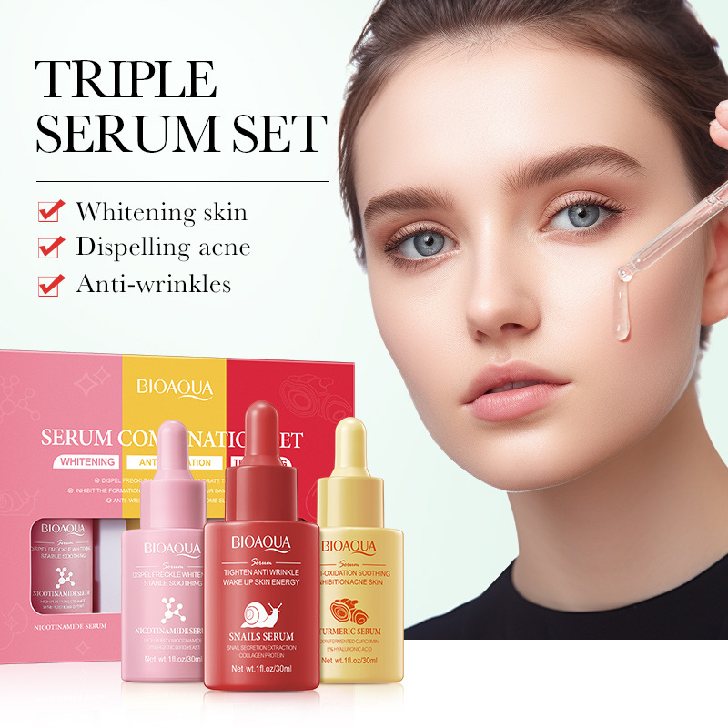 3 ชิ้น/เซ็ต BIOAQUA Vitamin C  - The Ordinary Serum Hyaluronic Acid บทวิจารณ์และราคา